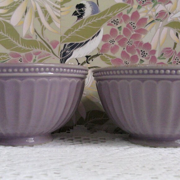 Lenox French Perle Groove Violet Purple 2 Bowls Soup Cereal 6" Stoneware - Picture 4 of 7